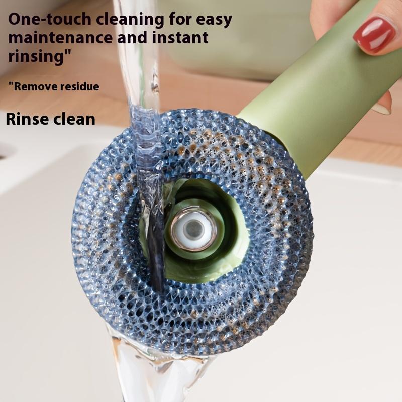 Creative Kitchen Pan Brush Non-Slip Press To Dispense Automatic Liquid Dishwashing Brush Long Handle Press Cleaner