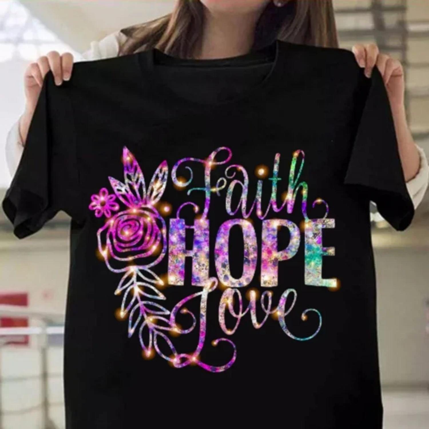

FAITH HOPE LOVE Purple Flower Print Women T Shirt Short Sleeve O Neck Loose Women Tshirt Ladies Tee Shirt Tops Camisetas Mujer XXXXXL чорний