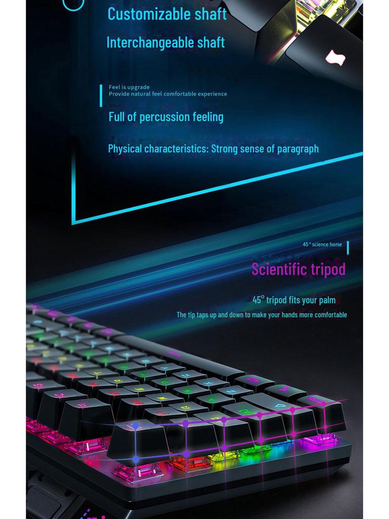 FVQ302 Wired Mechanical Gaming Keyboard - Luminous Backlight, Blue Axis