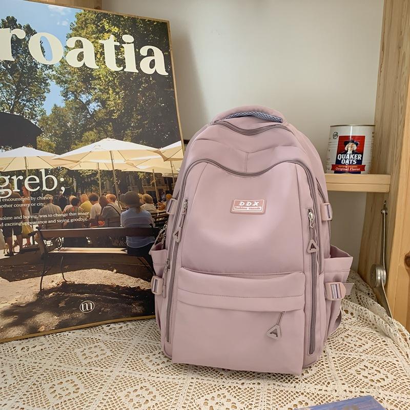 School Bag Female College Student Solid Color Large-Capacity Backpack Multi-Layer Strong Middle And High School Student Backpack