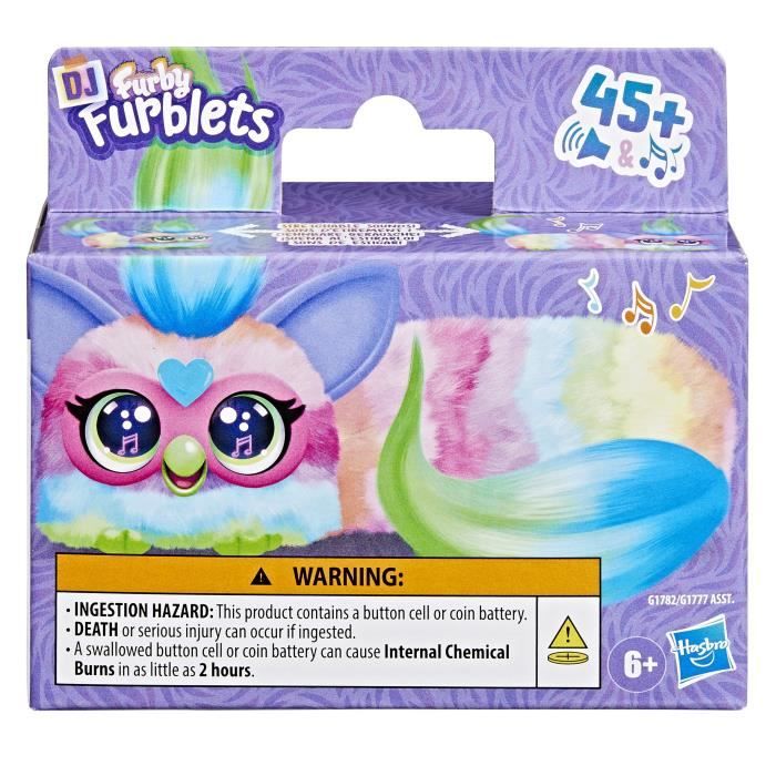 Furby DJ Furblets Can-Dee-Swirl, Mini peluche électronique, jouet pour enfant, 45 sons et musiques, dès 6 ans