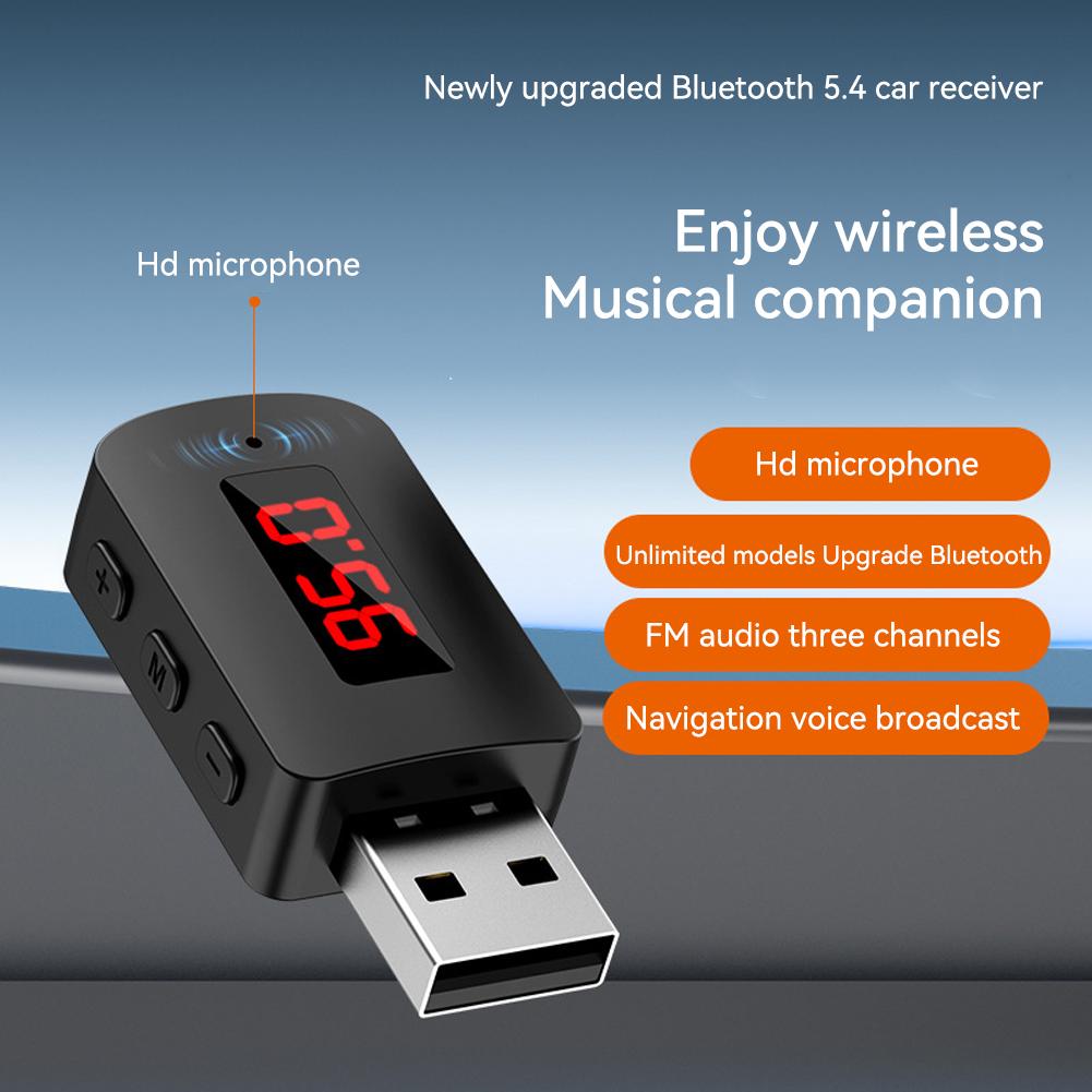 

Universal Car Wireless Adapter Bluetooth 5.4 Transmitter Receiver Audio AUX Adapter For Car Audio Music AUX Handsfree Headset чорний