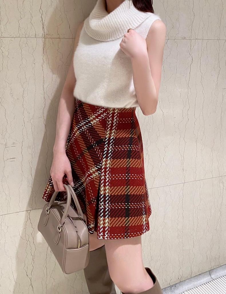 Roving Check Mini Skirt SWFS244086 RED [Sneider] Women's