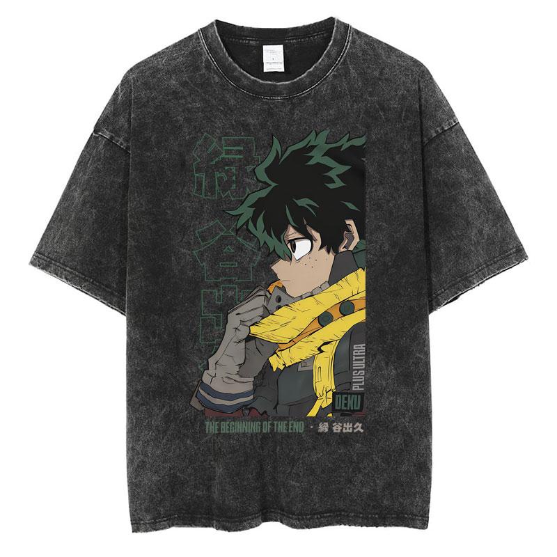 2026 Hot Washed Vintage Anime My Hero Academia Academia T Shirt Eraser Head Aizawa Shouta T-shirt Men Women Cotton Casual Oversized T-shirts Tee Top L