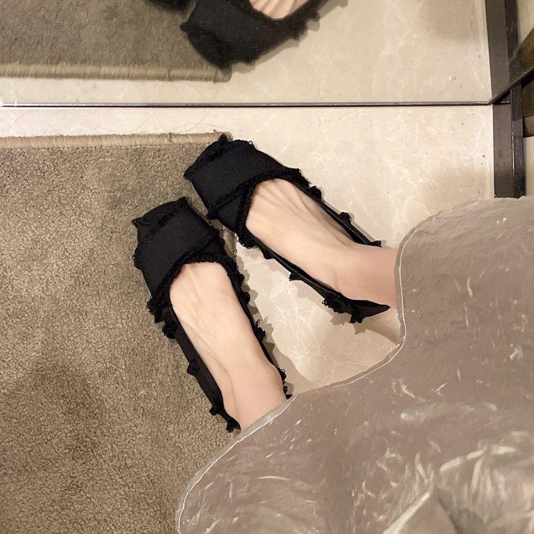 [Ushilai] French Flat-bottomed Square-headed Ballet Shoes for Women's Autumn 2025 New Retro High-end Single Shoes