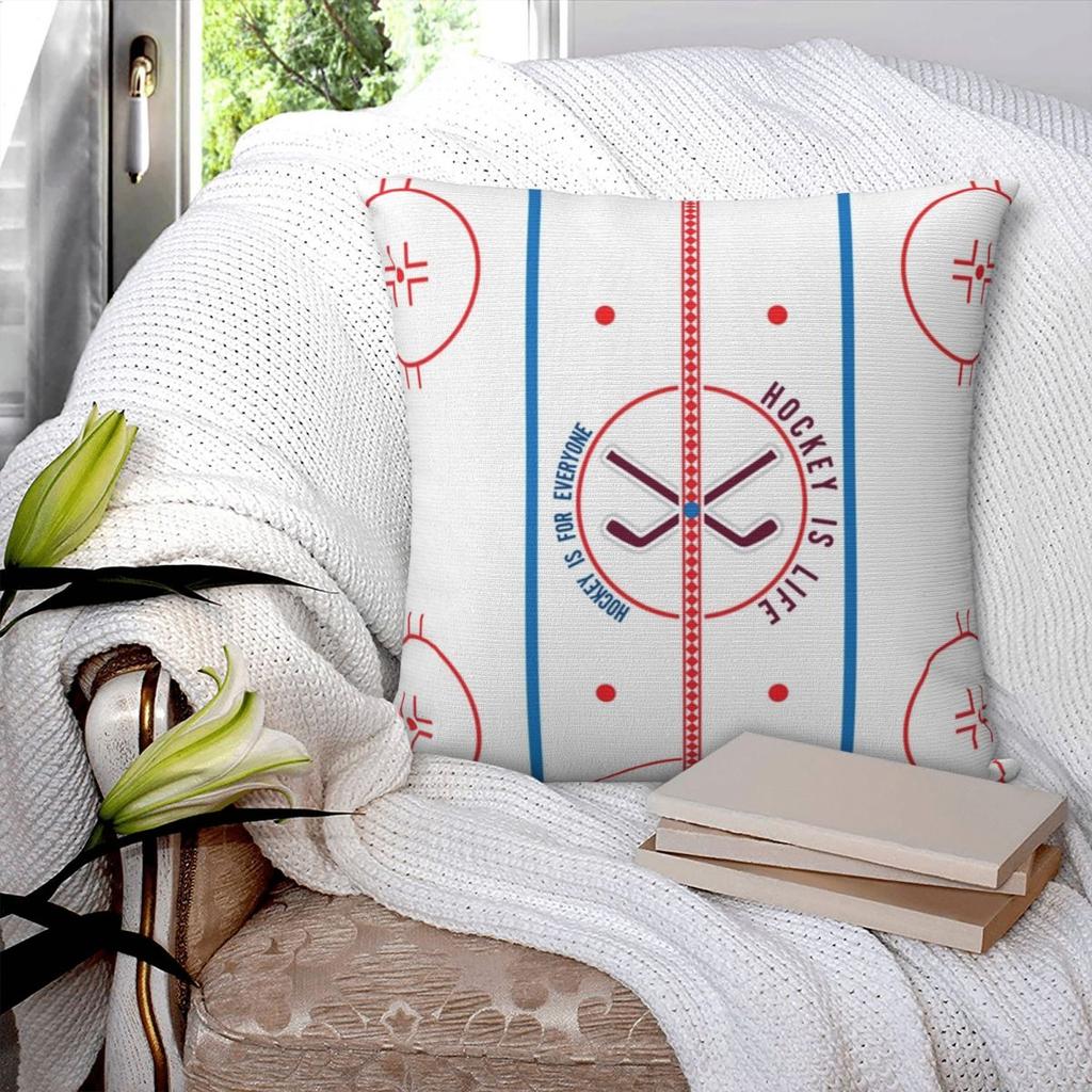 Hockey Is Life Rink Square Pillowcase Pillow Cover Polyester Cushion Decor Comfort Throw Pillow for Home Living Room