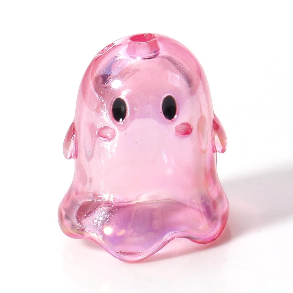 5 PCs Acrylic Halloween Ghost Beads For DIY Charm Jewelry Making MulticolorTransparent Beads 17mm x 15mm, Hole: Approx 1.8mm