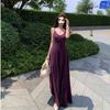 Design Sense Purple First Love Charm Pleated Suspender Dress Women's Summer Temperament Versatile Slim Slim Dress