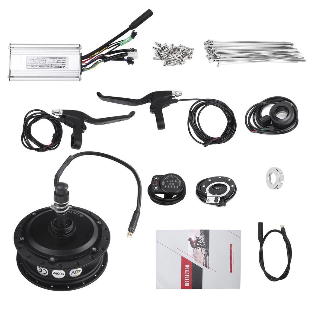 Electric Bicycle Conversion Kit 48V 500W Rear Wheel Hub Motor Set with KT‑900S Display Meter for 12G Wheel