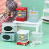 Detailed Dollhouses Kitchen Decors Collection 1/12 Scale Featuring Miniature Microwave Oven Bread Cabinet