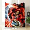 A Fiery, Red Aura Surrounds a Sword-wielding Figure In Dynamic Motion. for All Seasons Blanket Lunch Break Throw Gift