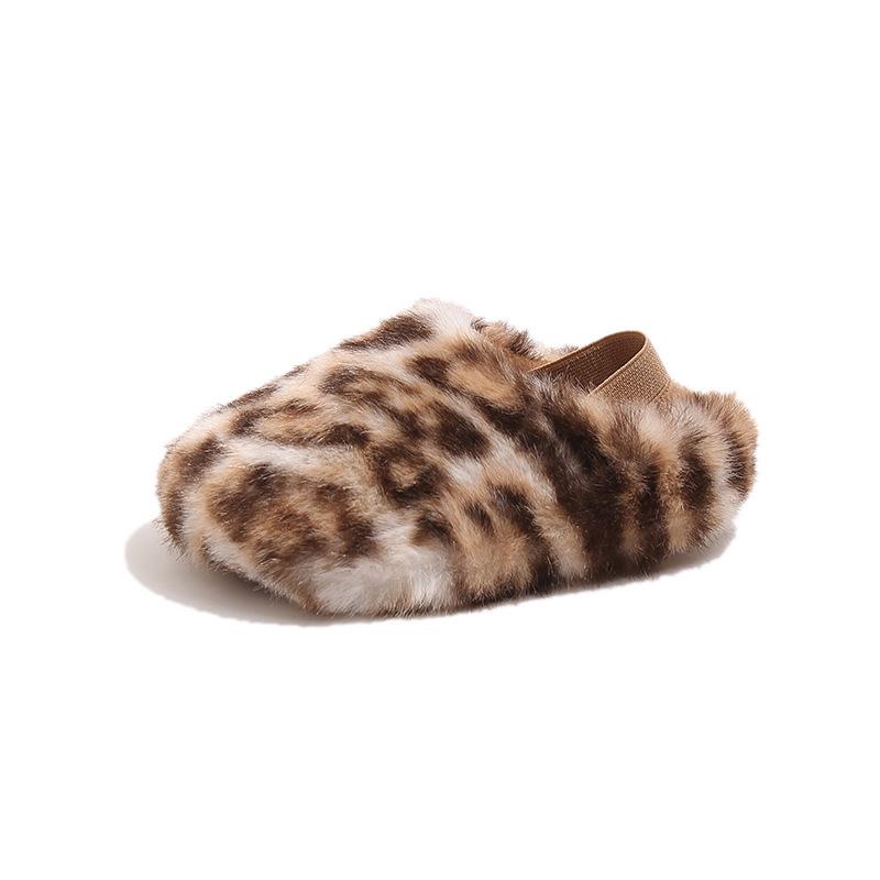 Ciabatte Birkenstock da bambina con stampa leopardata e fodera in pelliccia: Mocassini Chiusi da Esterno Autunno/Inverno 2025, Caldo Cotone con Velluto.