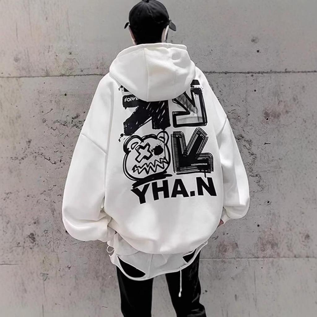 2024 Herren Hong Kong Stil Lockeres Kapuzensweatshirt - Trendiger Buchstabenprint, Vielseitige Frühjahrs-/Herbstjacke