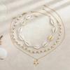SHIXIN 3Pcs/set Bohemian Imitation Pearl Starfish Pendant Necklace Women Vintage Acrylic Bead Clavicle Chain Beach Charm Jewelry