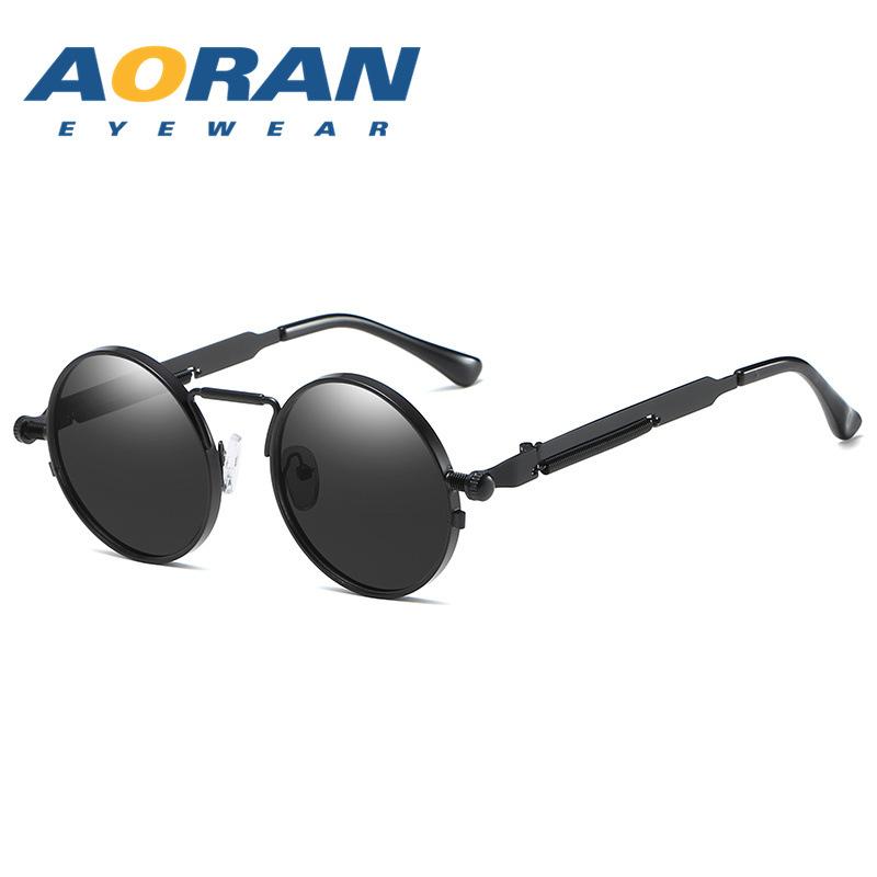 

Women s European and American Punk Sunglasses6634Men s retro metal spring-leg sunglasses, fashionable Black Frame Black and Gre