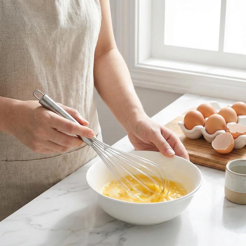 Egg Beater Stainless Steel Easy Grip Handle Whisk for Baking Egg Stirring Milk Mixing Home Kitchen Essential Mixer Tool