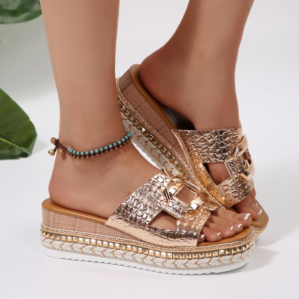 Thick-soled Slippers Women's Summer Outer Wear 2025 New Slope Heel High-end Outer Wear Is Beautiful, Cool Slippers Summer with Skirt Half Drag