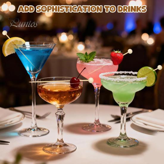 Bite-sized Snack Picks 100/200Pcs Wooden Ball Toothpicks Long Cocktail Appetizers No Residue Baking Garnish Skewers with Sturdy Polished Heads