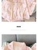 Sweet Striped Bow Print Korean Style Crinkle Pajamas Set for Women - Three-Piece, Short Sleeve Homewear.