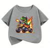TShirt Kawaii Dinosaur with Car Printed T Shirt Boy Summer Clothes Short Sleeve Tops TShirts Cute Girls Clothing Kids