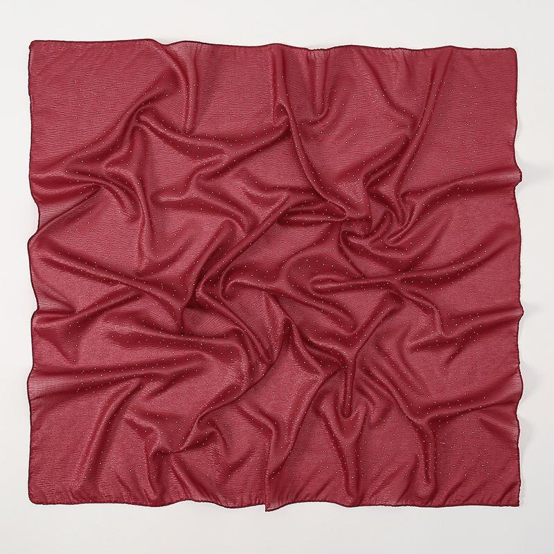 New Malaysia and Indonesia polyester material Gypsy star hot diamond headscarf solid color simple and versatile ethnic bag headscarf square scarf