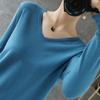 Women's V Neck Long Sleeve Solid Knit Sweater Slim Basic Layering Pullover Jumper