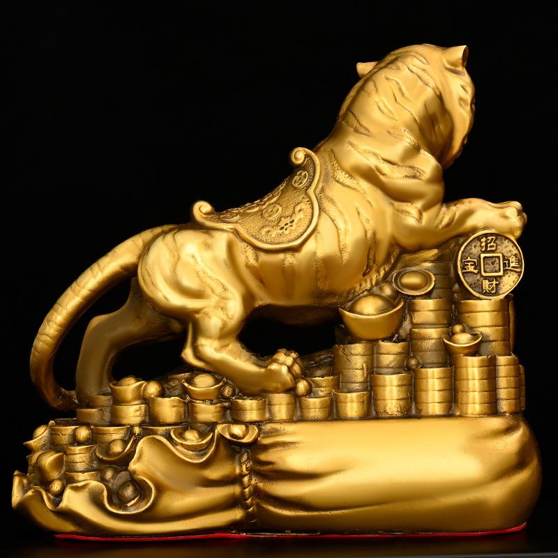 Pirinç Süs Ev Girişine Refah Getirir Masaüstü Çanta Mağaza Tezgahı Hazine Havzası Para Kaplanı