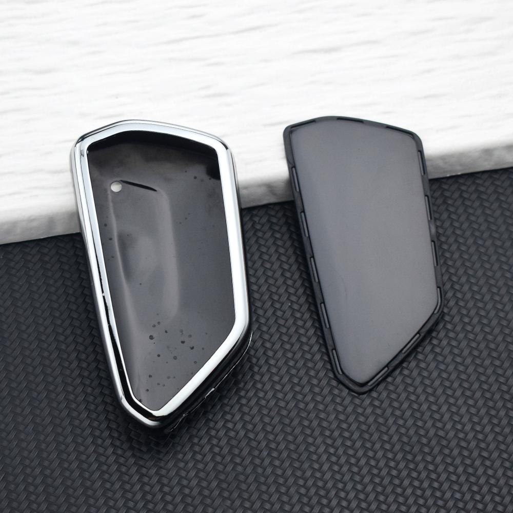 Soft TPU Car Remote Key Case Cover Shell for VW Volkswagen Golf 8  For Skoda Octavia A8  SEAT Leon MK4 Key Fob Chain Accessories