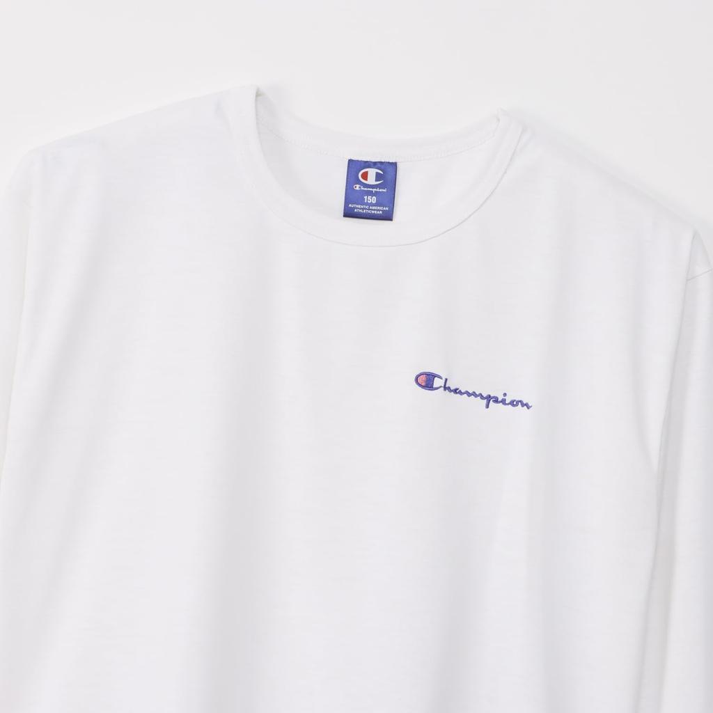 Champion Long Sleeve Round Script Short Sleeve School Kids' T-Shirt, Neck, Quick-Drying, Logo, T-Shirt, Girls, White, CK-ZS406