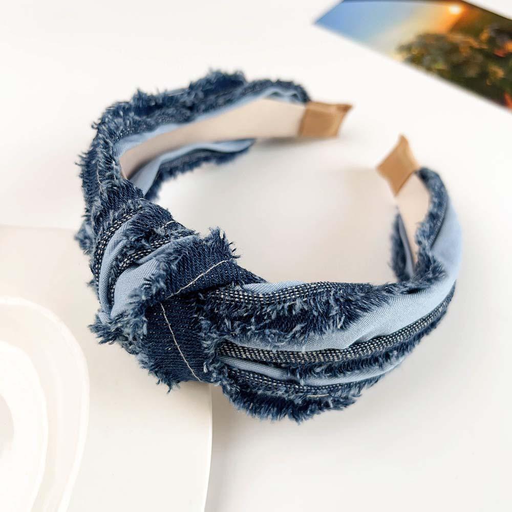 Korean Style Cowboy Hair Hoop Denim Cloth Denim Knotted Headband Cowboy Hair Bands  Ladies/Girls