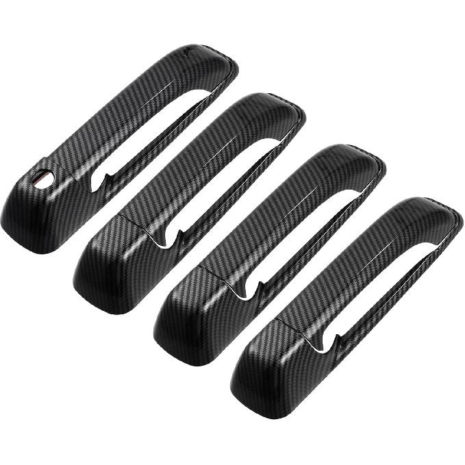 

Exterior Side Door Handle Cover Trim Outer Door Handle Cover Decoration for Ram 1500 2011-2018 ABS Black Carbon Fiber Pattern (Set of 8)