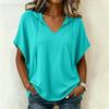 Top Pullover Casual da Donna con Cappuccio, Scollo a V, Maniche Corte, Vestibilità Larga, Leggero, con Coulisse, Felpa Camicia per Uso Quotidiano