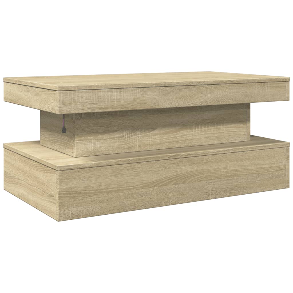 LED Coffee Table in Sonoma Oak 90 x 50 x 40 cm