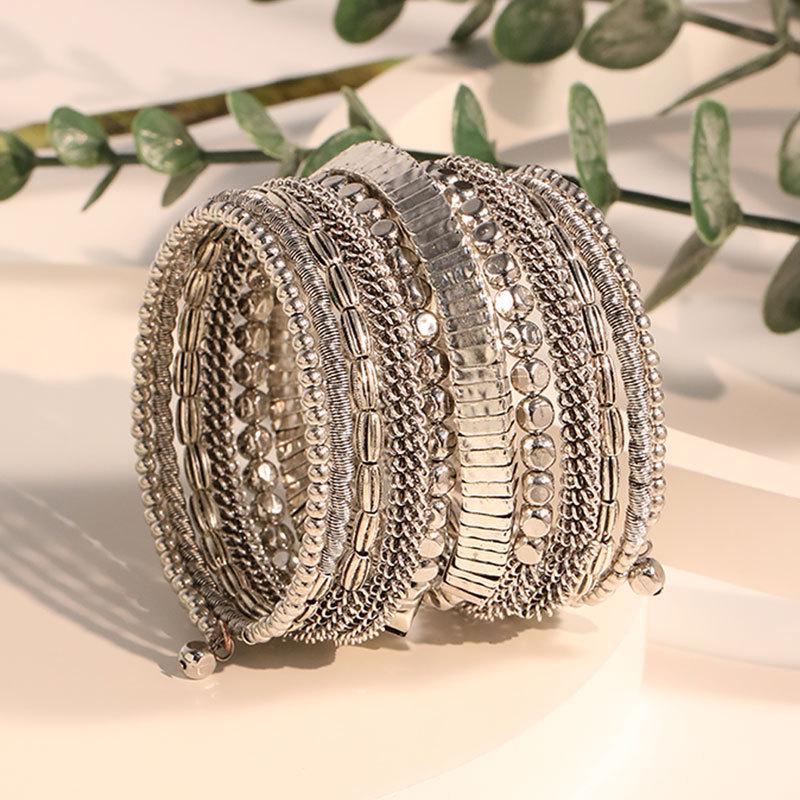 Ретро Многооборотный Браслет-Шпилька из Бусин Античного Золота - Модные Украшения Легкой Роскоши