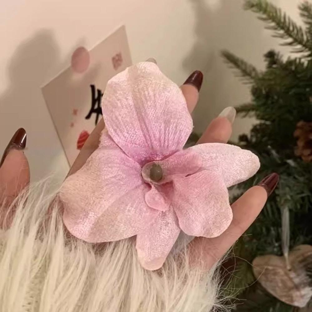Realistic Orchid Flower Hair Clip Elegant Vacation Photoshoots Props Loose Hair Hairpin Side Clip for Bangs for Women Girls