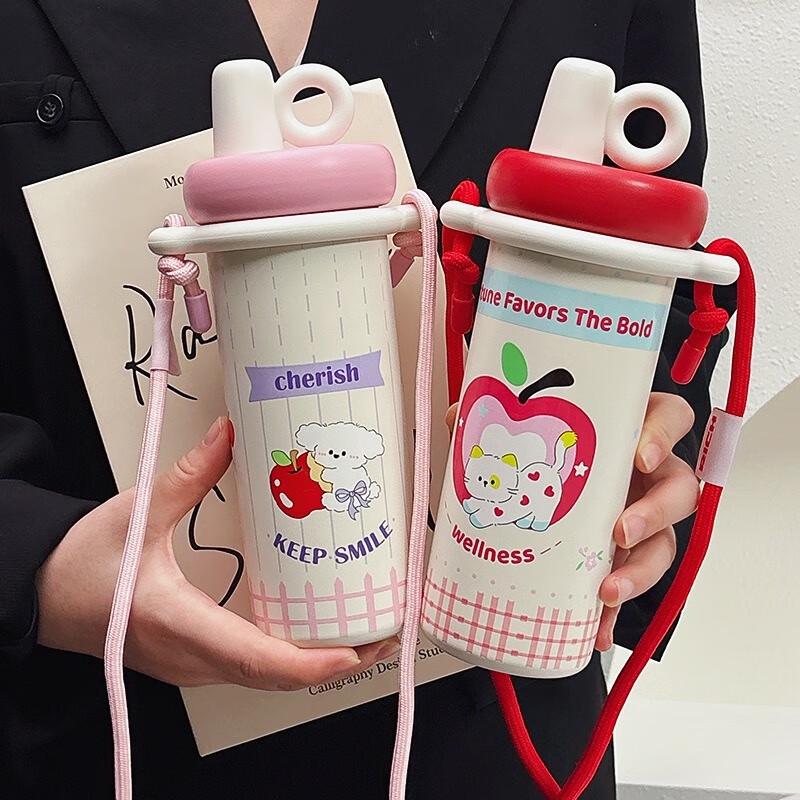 

MOZHOU Cute Cartoon 316 Stainless Steel Dual-Drink Thermos Cup