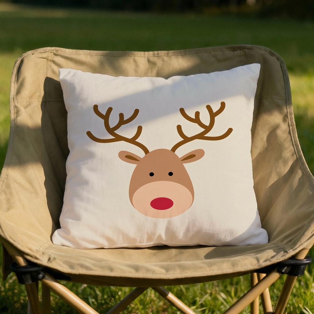 Christmas Santa and Deer Cushion Cover Soft Reversible Durable Pillow Cover MultiScene Use for Home Car Daily Comfort