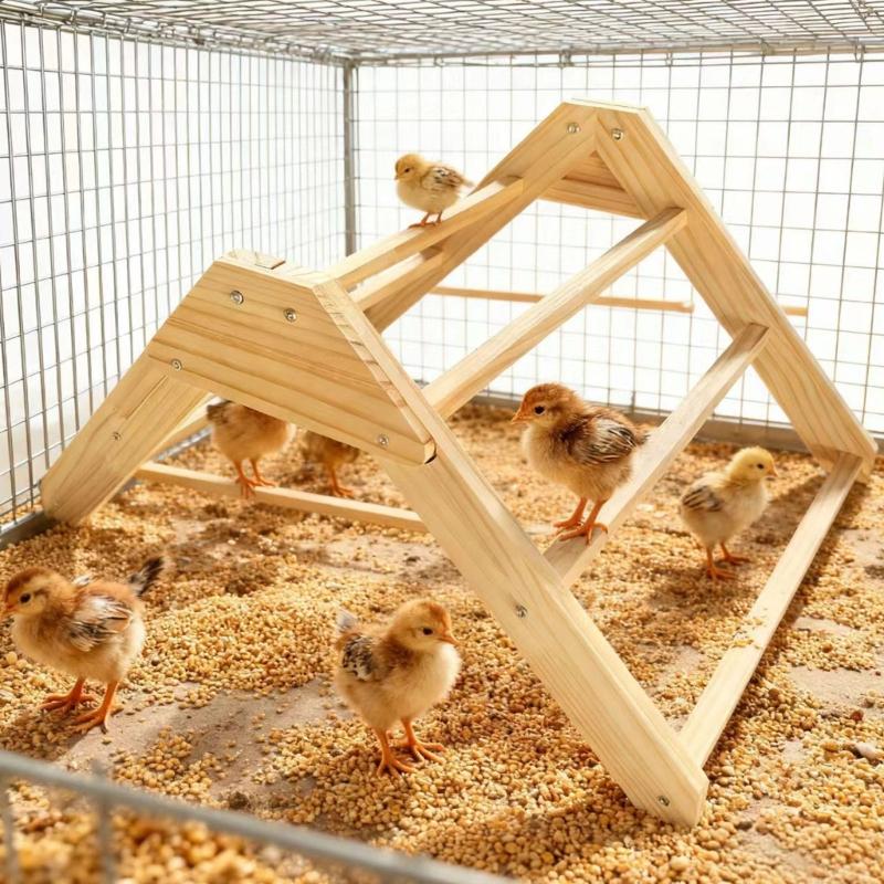 Detachable Wooden Poultry Roosting Ramp With Triangular Design Easy to Clean Chicken Coops