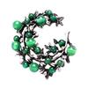 Vintage Green Agate Brooch Handcraft With Intricate Carving and Alloy Accent for Elegant Jewelry Enthusiasts Wear