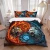 3-teiliges Tiger Yin Yang aus Feuer und Eis Bettwäsche-Set - Enthält 1 Bettbezug und 2 Kissenbezüge, Bequeme Bettwäsche mit stilvollem Design für Bett