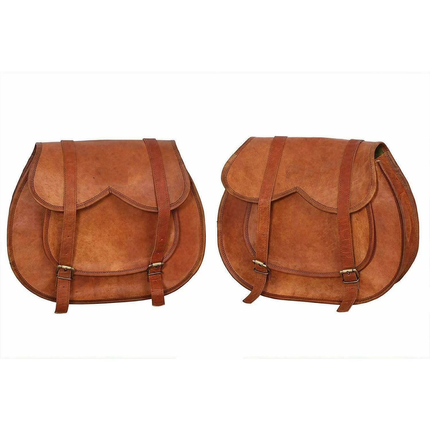 

Motorcycle Side Pouch Brown Leather Side Pouch Saddlebags Saddle Panniers 2Bag 13 x 10 x 4 in