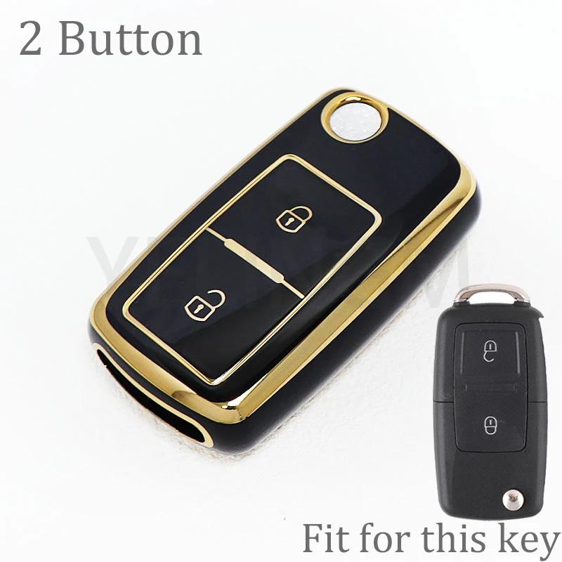 2/3 Buttons Tpu Car Key Case For Vw Volkswagen Mk4 Bora Golf 4 5 6 Jetta Passat Polo Bora Touran Skoda Seat Tpu Cover Shell Fob