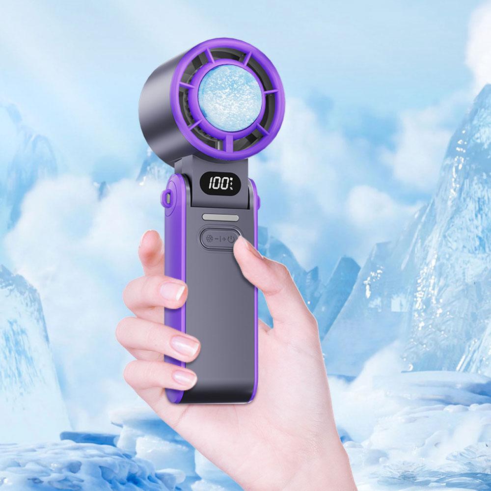 3600mAh Rechargeable Electric Handheld Fan 100 Speeds Adjustable Portable Outdoor Foldable Mini Air Cooling Turbo Fan W/ Lanyard