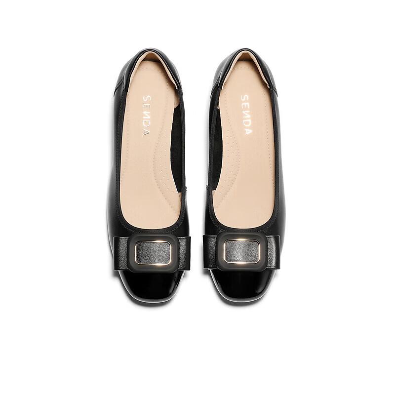 SENDA Women s Chunky Heel Pointed Toe Pumps 36