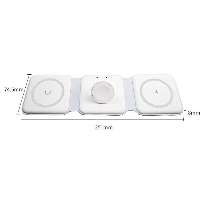 3-in-1 Foldable 15W Magnetic Wireless Charger for Phone, Earphones, and Watch