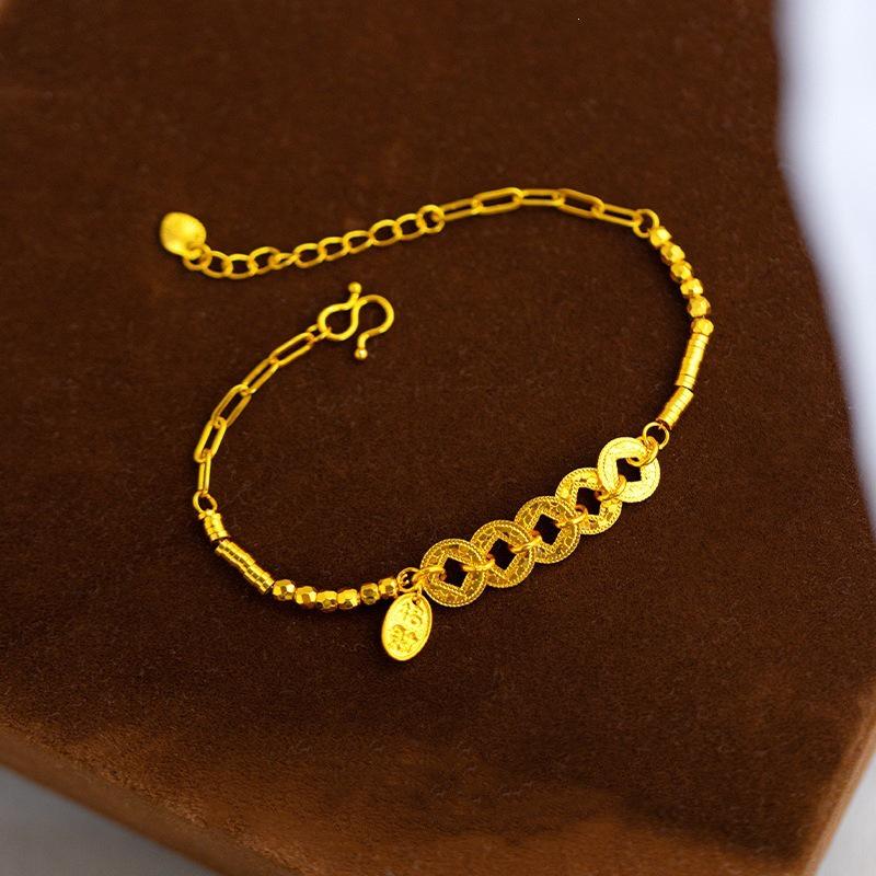 Elegant Gold Five Emperors Fortune Bracelet - Luxurious Women s Wealth Attraction Jewelry