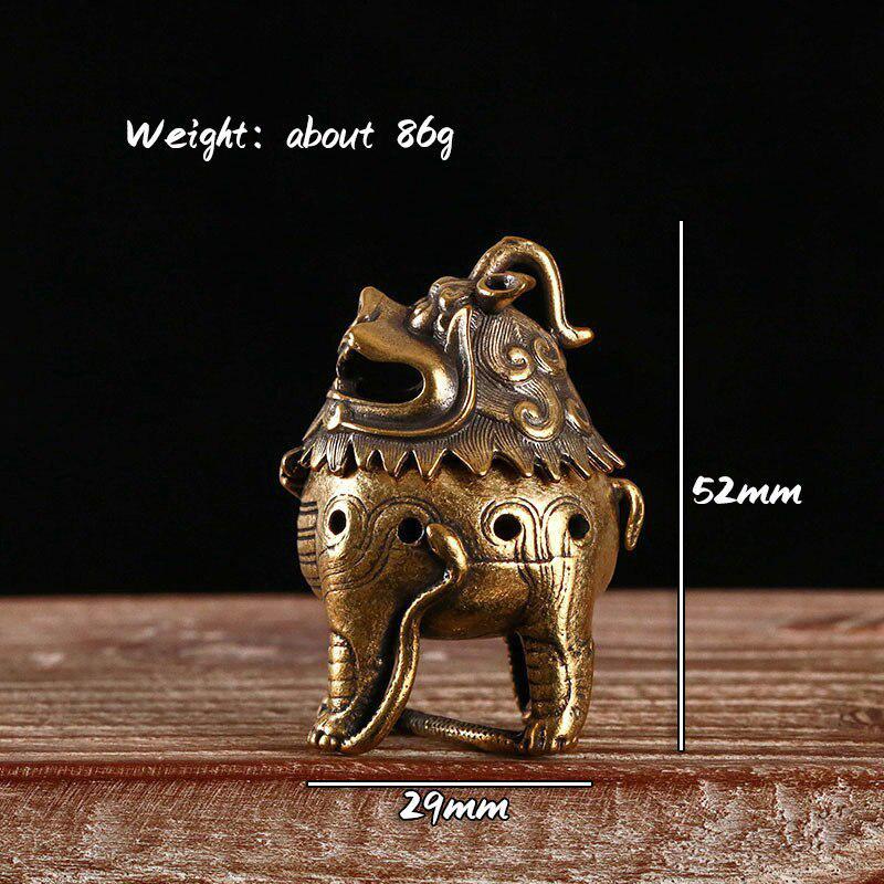 

1Pc Small Antique Mythical Beast Figurines Incense Burner Brass Hollow Holder with Cover Retro Home Decor Sandalwood Censer