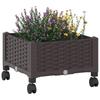 Garden Planter with Wheels Brown 40 x 40 x 29 cm PP