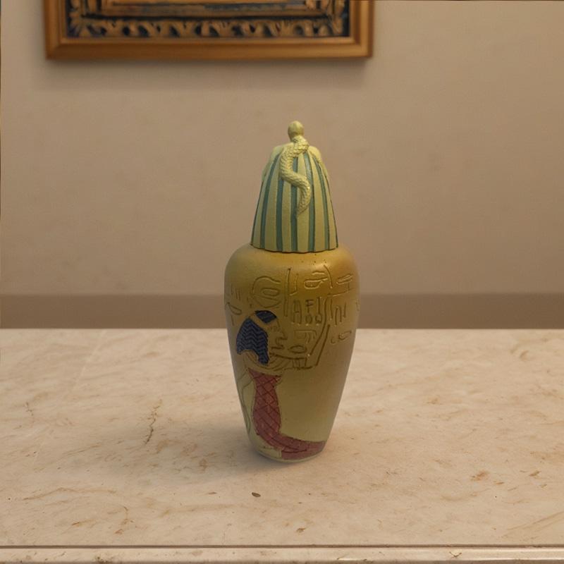 Ancient Egyptian Pharaoh series sculpture Resin pottery jar Colorful Qebehsenuef Family living room table bookshelf decoration