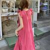 Sweet Flying Sleeve Dress for Women New Spring Fresh Loose Design Round Neck Long Skirt Chic